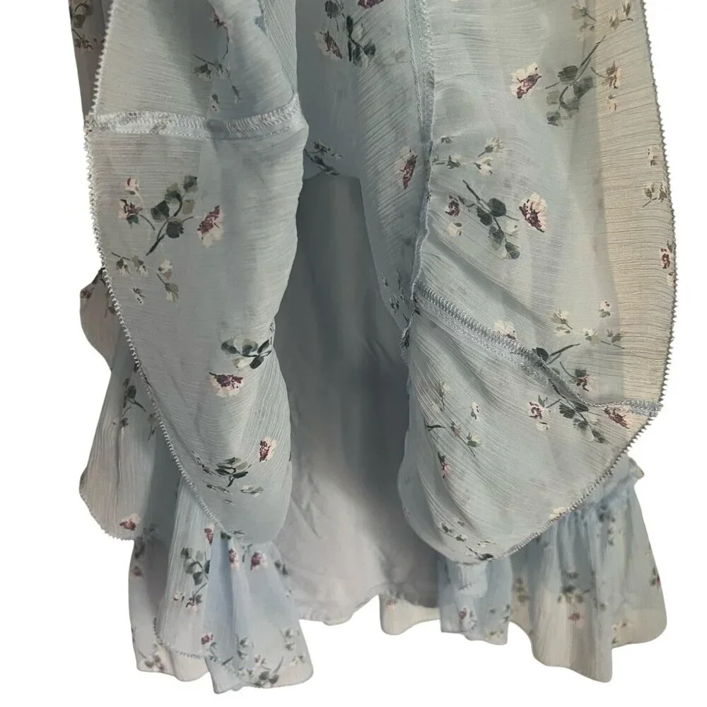Abercrombie & Fitch Womens Dress, Blue Babydoll Mini Flowy Tiered Coquette Small - Picture 11 of 11